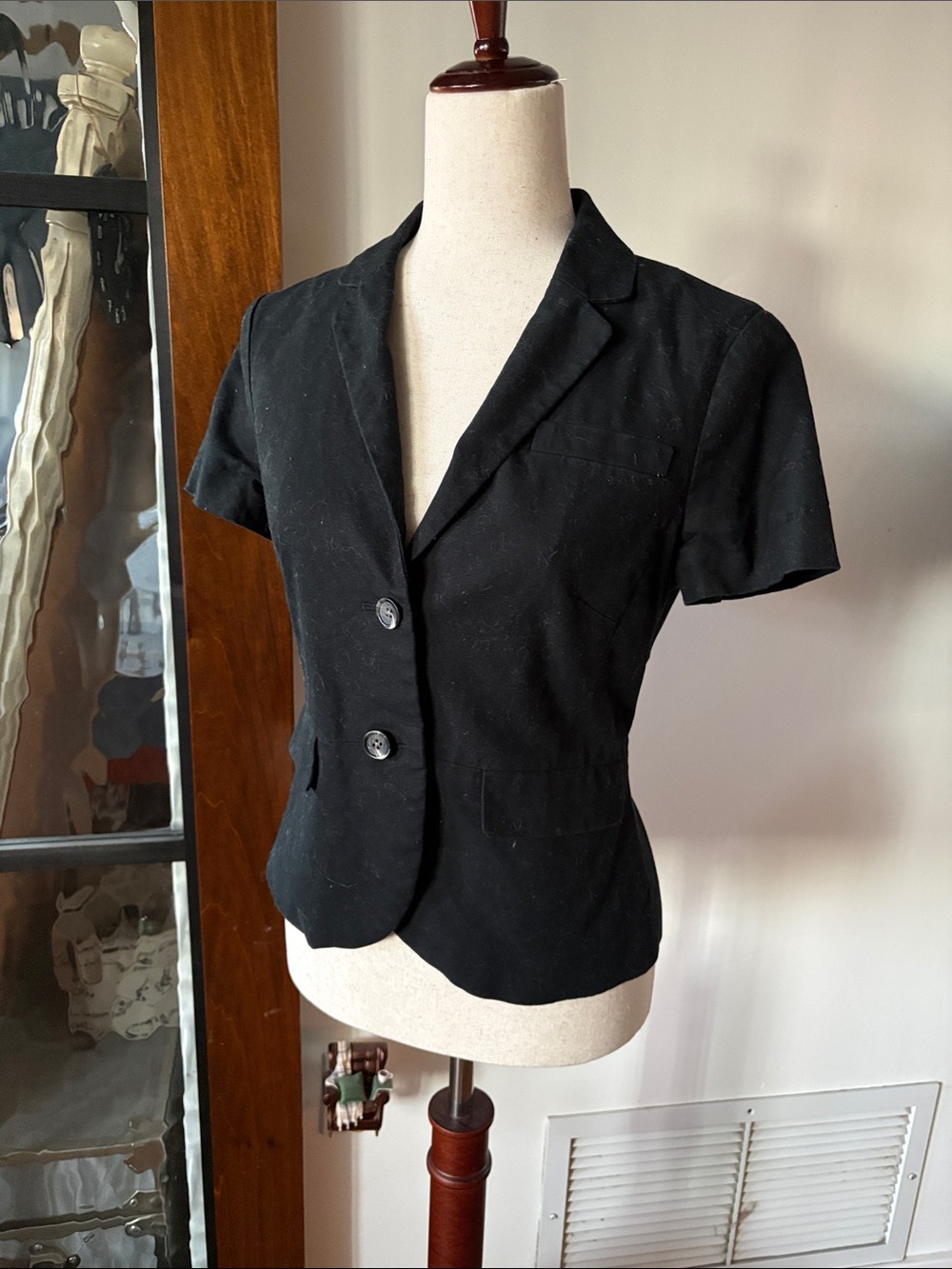 Banana Republic Black Short Sleeve Fitted Blazer